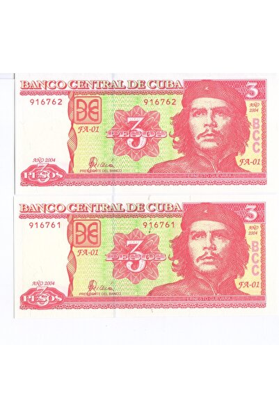 Edi Antik KÜBA 3 PESOS 2 ADET SERİ TAKİP YABANCI KAĞIT PARA BANKNOT ÇİL