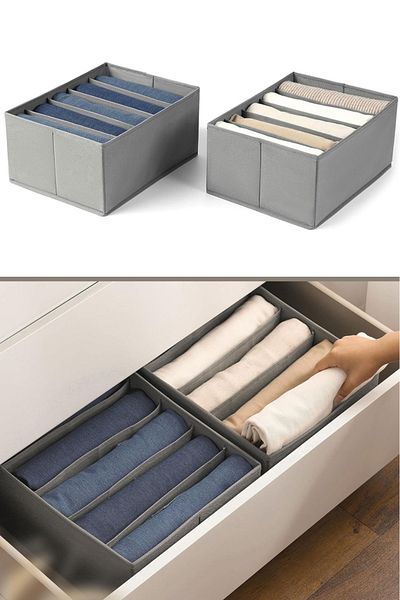 Serstil 4 Pieces 5-Compartment Cabinet and Drawer Organizer and Storage Cousin Organizer Anthracite
