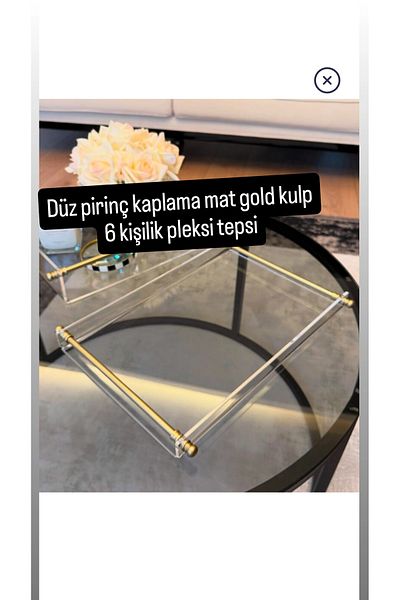 innossa pleksi dekorasyon 6-Person Size Brass Plated Matte Gold Plain Handle Transparent Plexiglass Tray