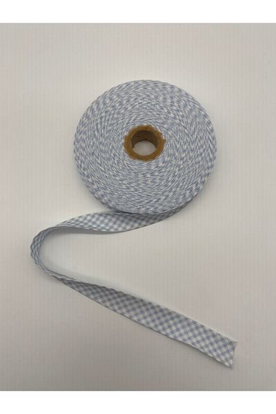 Ak Tuhafiye Βαμβακερό καρό, μπλε 25 μέτρα - 2 cm πλάτος Πανί Πανί Βαμβακερό