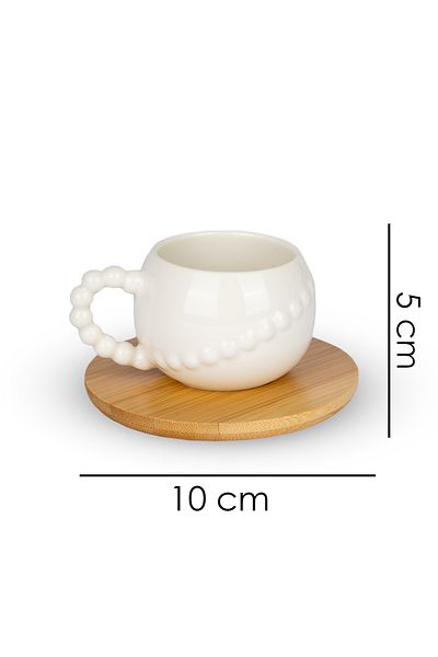 naturelove 6 Personality Porcelain Coffee Cup with Bamboo Base 12 Pieces