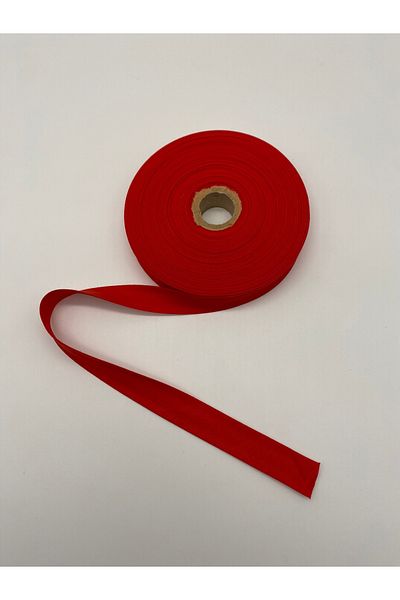 Ak Tuhafiye 100% Cotton Red 25 Meters Length 2 cm Width Bias Folded Cotton Bias Tape