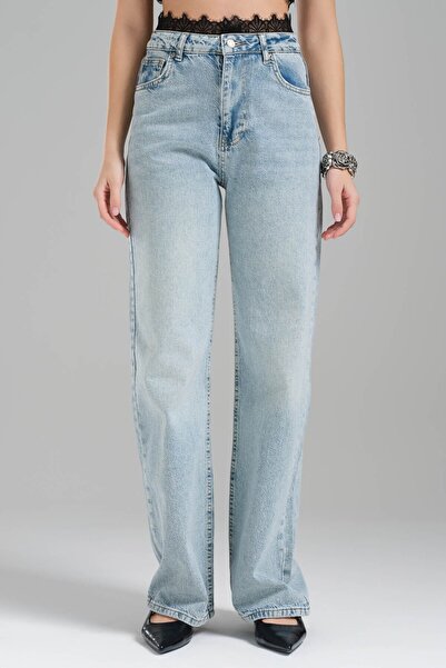 tw3 Γυναικείο τζιν Snow Χρώμα Δαντέλα με λεπτομέρεια ψηλόμεσο 100% βαμβακερό ...