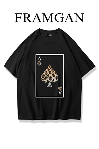 Framgan Γυναικείο μπλουζάκι με στάμπα λεοπάρ και εκτύπωση τραπουλόχαρτων