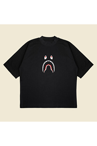 PURE POWER Bathing Ape Shark cu imprimeu supradimensionat Bumbac unisex țesăt...