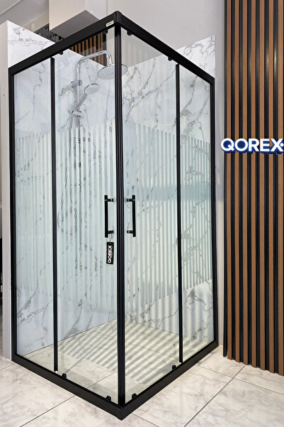 Qorex USTADUŞ - Qorex Marka - SİYAH - 6 mm Temperli Kum Cam Duşakabin H:190 Ö...
