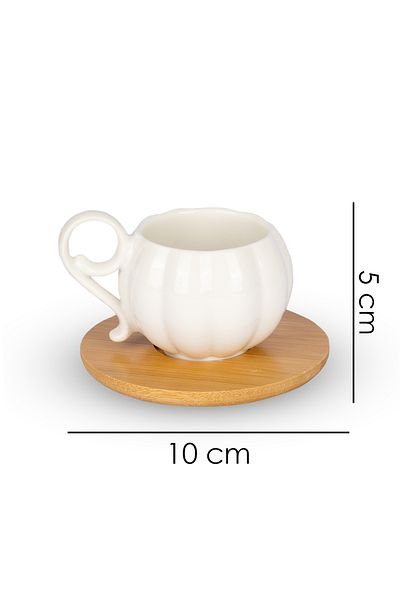 naturelove 6 Personality Porcelain Coffee Cup with Bamboo Base 12 Pieces