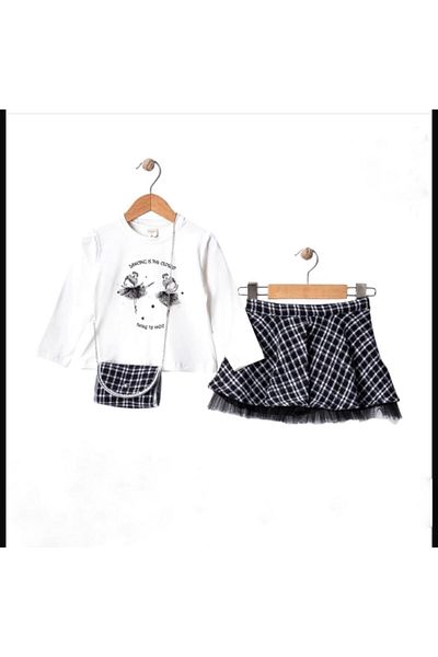 FEBA STORE Plaid Skirted Girl's Suit with Bag 2Y, 3Y, 4Y, 5Y