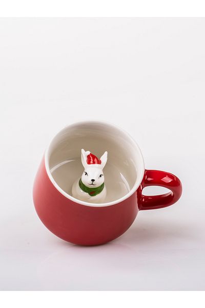 MUKKO HOME 3D Rabbit Figurine Surprise Porcelain Mug - 350 Ml, Stylish and Fun Design