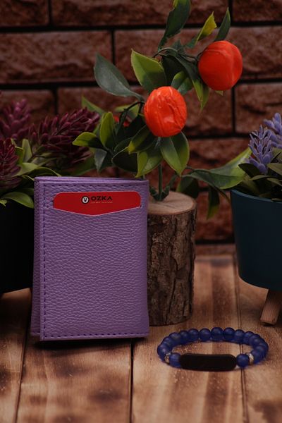 Ozka Leather Collection Leather Card Holder with Automatic Mechanism - Blue Bracelet Gift 3