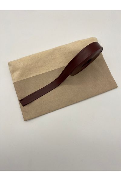 Ak Tuhafiye Leather Bias Burgundy 10 Meters Long - 2 cm Width - Bias Fold Leather Bias 10 Meters