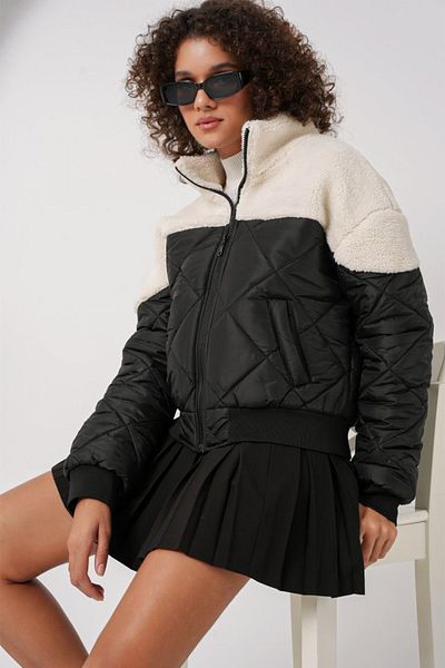 Joyboyshop Ecru Quilted Puffer Jacket 5195