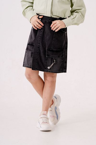 GİYİCEM TEKSTİL Fusta scurtă din denim cu dungi pentru fete 2875