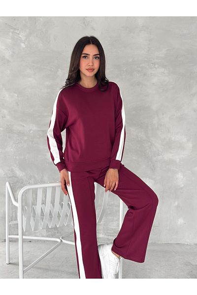 sportiness Wide Stripes Soft Texture Modal Fabric Tracksuit Set