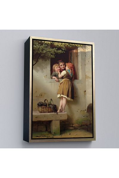 Harita Sepeti Tabloul copiilor care chat într-o fereastră cu cadru de aur, Johann Georg Meyer von Bremen