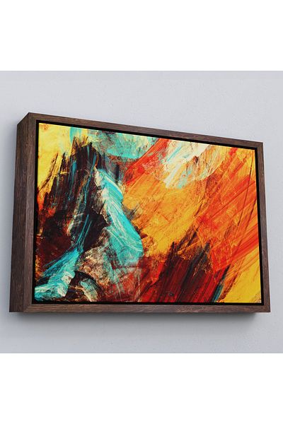 Harita Sepeti Pictură murală decorativă pe pânză cu aspect abstract futurist cu cadru alb