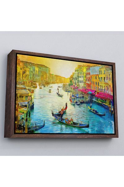 Harita Sepeti Italia Veneția Gondola Peisaj Pictură în ulei Vedere Decorativă Pictură murală pe pânză
