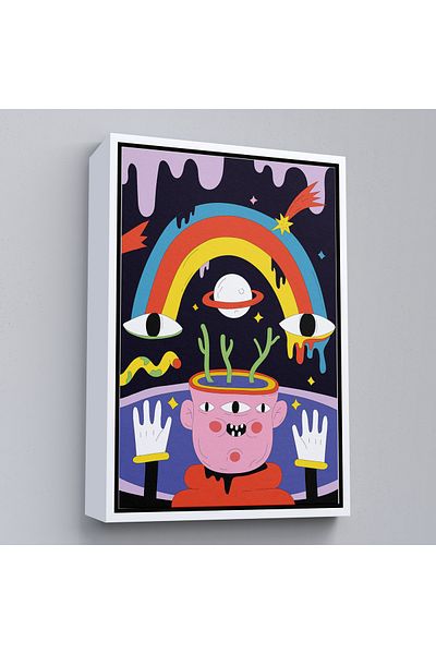 Harita Sepeti Pictură iconică Pop Art Alien cu cadru alb
