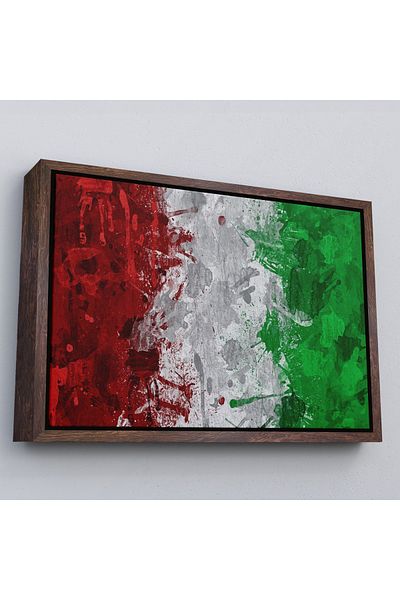 Harita Sepeti Pictură pe pânză cu steagul Italiei cu cadru alb, decor pentru casă și birou, club sportiv, decor bar