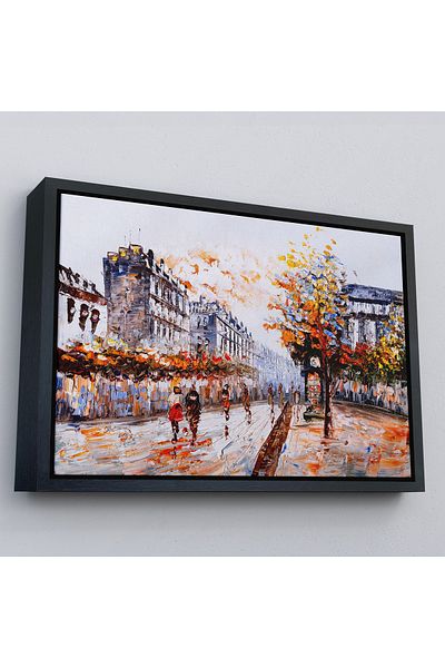 Harita Sepeti Străzile din Paris în cadru de aur Vizualizare pictură în ulei Pictură decorativă pe pânză