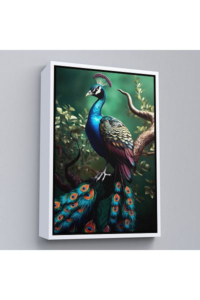 Harita Sepeti Μοντέρνος πίνακας Peacock με λευκό πλαίσιο