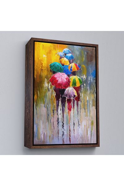 Harita Sepeti Umbrele colorate cu cadru alb Vizualizare pictură în ulei Pictură decorativă pe pânză