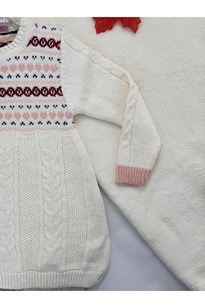 KURGAN TEKSTİL Girl's Crew Neck Hair Knitted Sweater Sweater Tunic (Age 1-5)