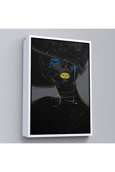 Harita Sepeti Pictură decorativă de perete pentru femei negre surrealiste cu cadru alb