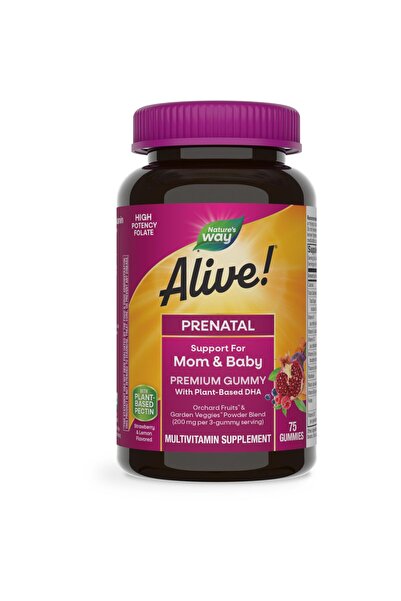 Nature's Way Alive! Prenatal Gummy Multivitamin, Folate, Plant DHA, Vegetaria...