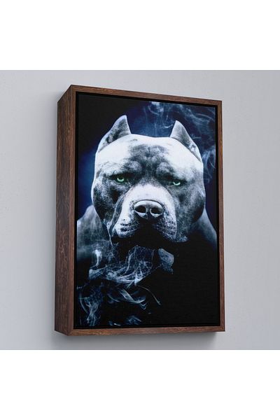 Harita Sepeti Pictură pe pânză pentru câine american Bully cu ochi verzi Pit Bull cu cadru alb