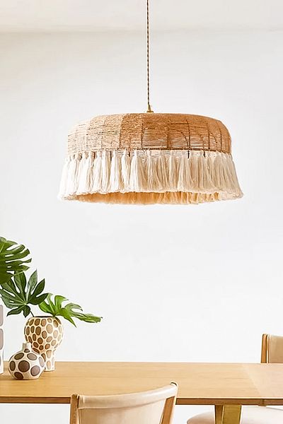 NYLife Wicker and Macrame Bohemian Rustic Conical Tassel Special Design Chandelier