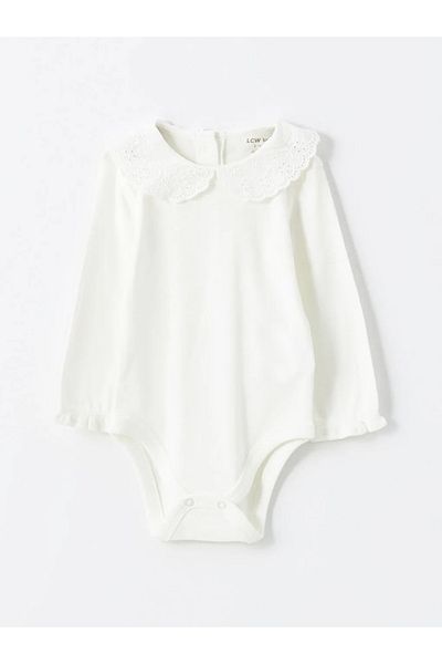 LC Waikiki Lcw Baby Ecru Baby Girl Snap Fastener Bodysuit and Sweatpants 2-Pack
