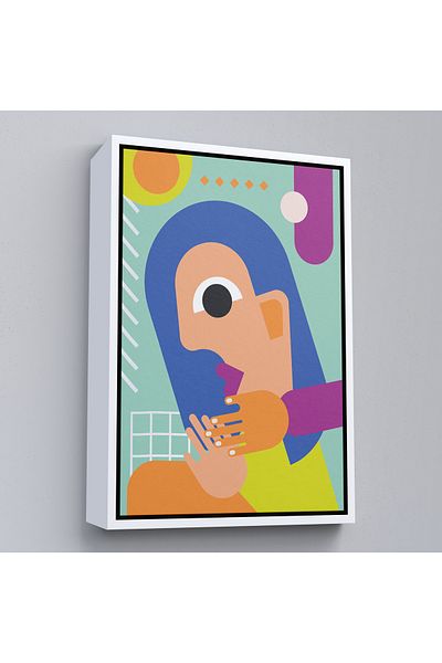 Harita Sepeti Pictură de femeie asiatică iconică Pop Art cu cadru alb