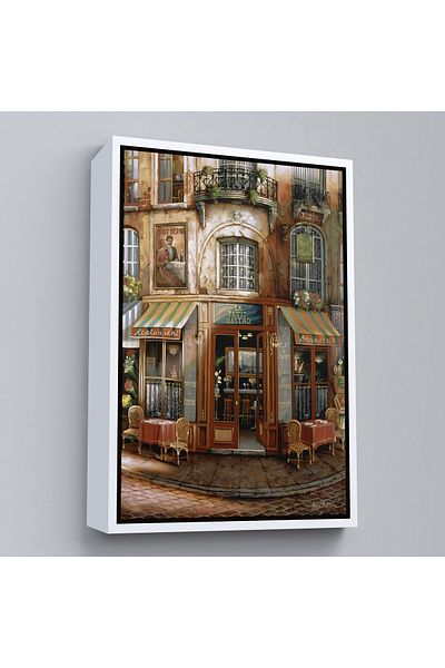 Harita Sepeti Le Petıt Bistro Canvas Wall Painting with White Frame