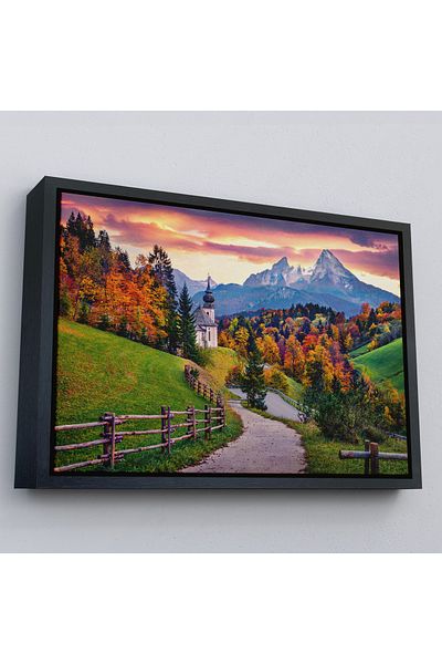 Harita Sepeti Montanul Hochkalter cu rama aurie, bisericile Maria Gern si alpinismul pictura decorativa