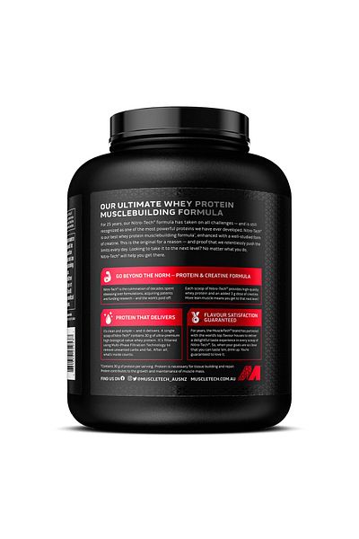 MUSCLETECH Nitro-Tech Whey Protein Powder (Milk Chocolate, 4lb) - 30g Protein, 3g Creatine, 6.6g BCAA
