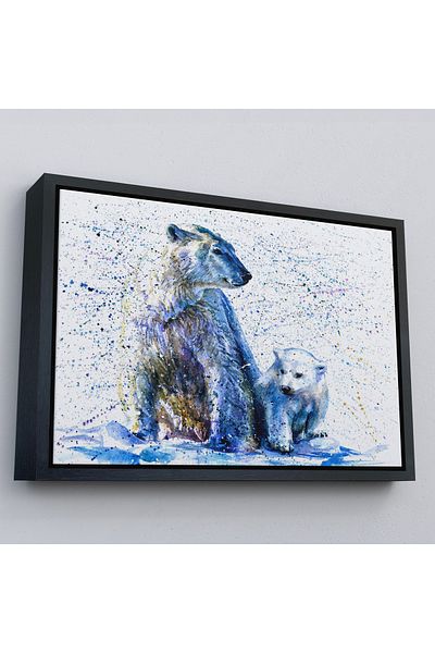 Harita Sepeti Polar și cățeluș cu cadru de aur Pictură decorativă pe pânză