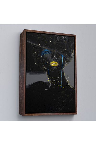 Harita Sepeti Pictură decorativă de perete pentru femei negre surrealiste cu cadru alb