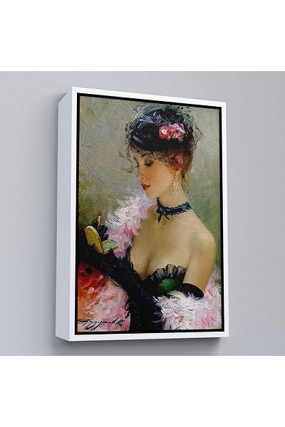 Harita Sepeti Femeie frumoasă care face machiaj în cadru alb Pictură decorativă de perete