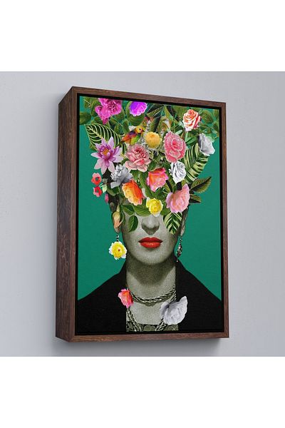 Harita Sepeti Pictură pe pânză Portretul celebrului pictor cu cap de flori în cadru alb