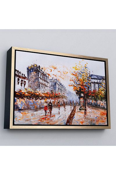Harita Sepeti Străzile din Paris în cadru de aur Vizualizare pictură în ulei Pictură decorativă pe pânză
