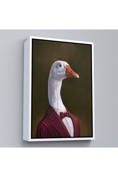 Harita Sepeti Pictură pe pânză Pop Art cu corp uman de gâscă cu ochelari cu ramă albă