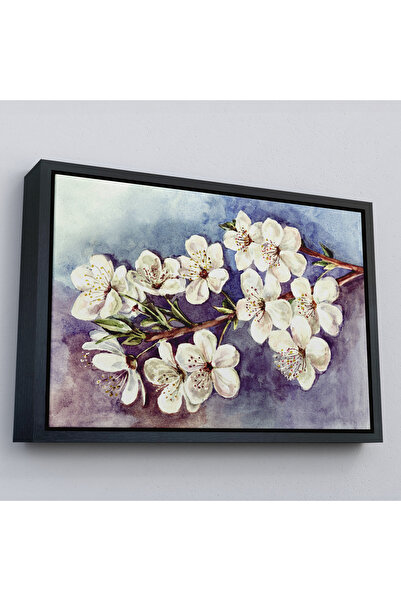Harita Sepeti Zidna slika sa belim cvetovima šljive i crnim okvirom