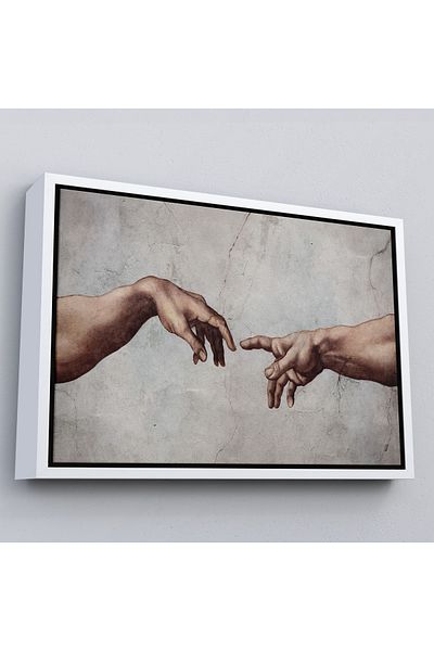Harita Sepeti The Creation of Adam with a White Frame Michelangelo Canvas Print