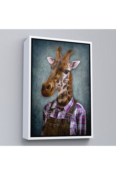 Harita Sepeti Pictură pe pânză umană cu cap de girafă cu cadru alb
