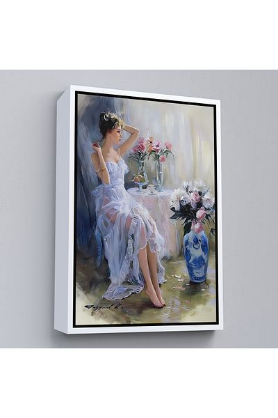 Harita Sepeti Fata frumoasa in rochie alba cu cadru alb Pictura decorativa de perete
