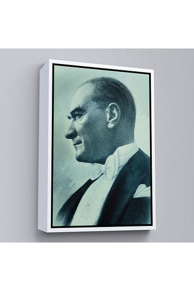 Harita Sepeti Pictură portret Ataturk cu cadru alb Mustafa Kemal Ataturk Pictură decorativă pe pânză dreptunghiulară