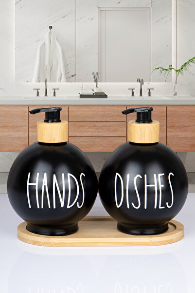 naturelove Dozator de săpun lichid cu bază și cap din bambus, recipient pentr...