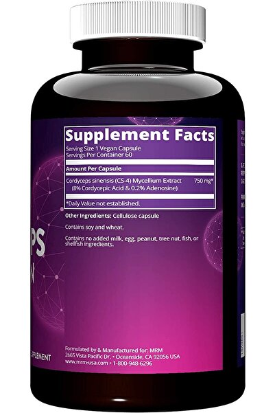MRM Nutrition Cordyceps CS-4 | Endurance & Energy | Vegan Adaptogen Mushrooms | 60 Servings