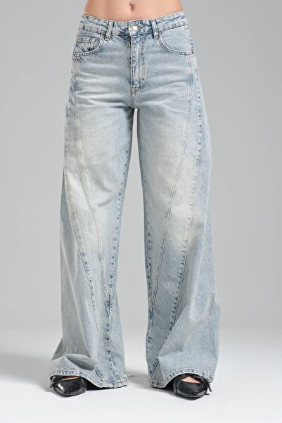 tw3 Blugi de damă, culoare albastră, blugi Palazzo Fit 100% bumbac